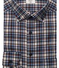 Marvelis grote maat overhemd lange mouw blauw en beige ruitje