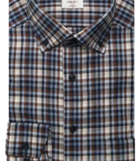 Marvelis grote maat overhemd lange mouw blauw en beige ruitje