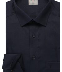 Marvelis grote maat overhemd lange mouw donkerblauw ingeweven werkje comfort fit