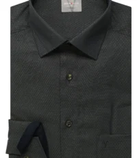 Marvelis overhemd lange mouw donkergroen ingeweven werkje strijkvrij