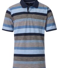 Casa Moda grote maat poloshirt blauw en beige stretch