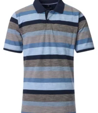 Casa Moda grote maat poloshirt blauw en beige stretch