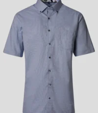 Casa Moda overhemd korte mouw blauw contrast