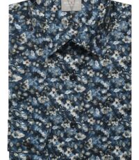 Marvelis overhemd lange mouw donkerblauw bloem design strijkvrij
