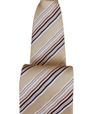 Stropdas beige, bruin en blauw diagonaal design