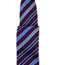 Stropdas bordeauxrood, blauw en grijs design