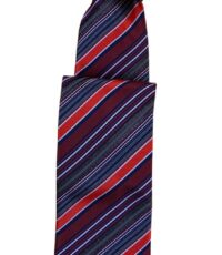 Stropdas bordeauxrood, rood en grijs diagonaal design