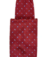 Stropdas rood met lichtblauw paisley design