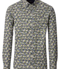 Casa Moda mouwlengte7 overhemd olijfgroen blad design