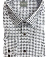 Marvelis grote maat overhemd lange mouw wit met blauw