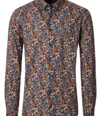 Casa Moda overhemd lange mouw blauw camel