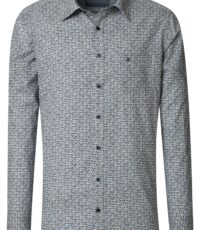 Casa Moda overhemd lange mouw blauw beige cirkel design