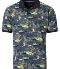 Casa Moda poloshirt korte mouw blauw fantasie design
