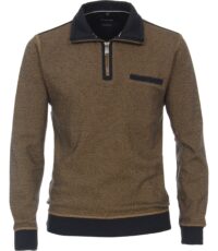 Casa Moda sweat troyer blauw en okergeel gemêleerd