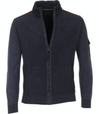 Casa Moda vest met zijzakken donkerblauw design