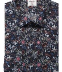 Marvelis grote maat overhemd lange mouw blauw bloem design strijkvrij