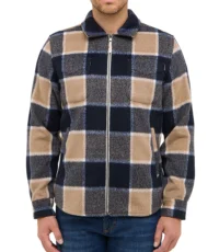 Mustang grote maat jack donkerblauw en beige ruit