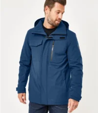 Redpoint grote maat winterjas blauw met vaste capuchon.