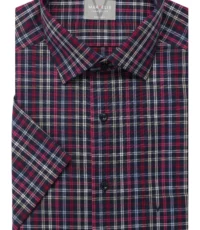 Marvelis overhemd korte mouw blauw en fuchsia ruit