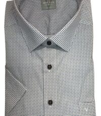 Marvelis overhemd korte mouw blauw beige dessin