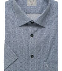 Marvelis overhemd korte mouw blauw en groen fantasie dessin
