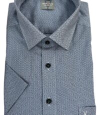 Marvelis overhemd korte mouw blauw en groen fantasie dessin