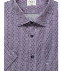 Marvelis overhemd korte mouw blauw en paars fantasie dessin