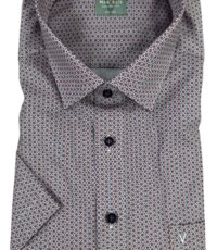 Marvelis overhemd korte mouw blauw en paars fantasie dessin