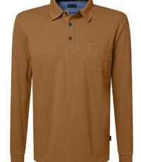Pierre Cardin polo lange mouw met borstzakje in camel
