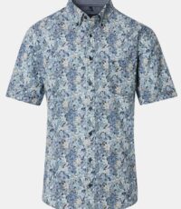 Casa Moda overhemd korte mouw blauw bloem dessin