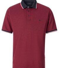 Casa Moda stretch poloshirt bordeauxrood met navy kraag