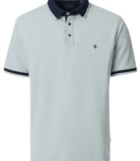 Casa Moda stretch poloshirt lichtgroen met navy kraag