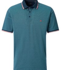 Casa Moda stretch poloshirt petrol met navy kraag