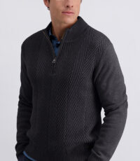 Pierre Cardin trui college kraag met rits grijs design