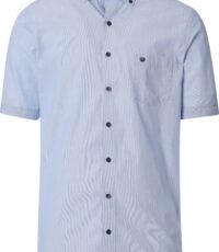 Redmond overhemd korte mouw met borstzakje blauw dessin