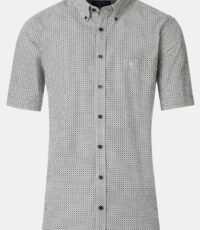 Casa Moda overhemd korte mouw blauw en groen dessin button down