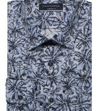 Casa Moda overhemd mouwlengte7 blauw bloem dessin
