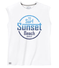 Redfield grote maat mouwloos t-shirt met ronde hals wit Sunset