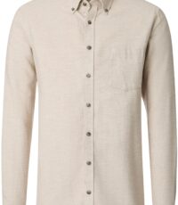 Casa Moda overhemd lange mouw met borstzak beige flanel