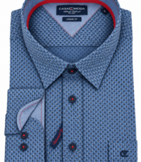 Casa Moda grote maat overhemd lange mouw blauw fantasie dessin 7XL