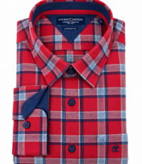 Casa Moda grote maat overhemd lange mouw rood en blauwe ruit flanel 7XL