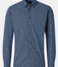 Casa Moda mouwlengte7 overhemd blauw fantasie dessin