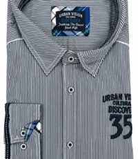 GCM grote maat overhemd lange mouw blauw en grijs streepje