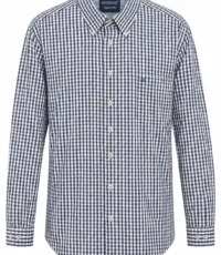 Giordano grote maat overhemd lange mouw blauw en wit ruitje