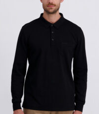 Pierre Cardin grote maat poloshirt lange mouw borstzakje zwart