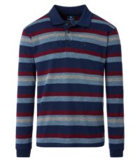 Redmond grote maat poloshirt lange mouw blauw gestreept