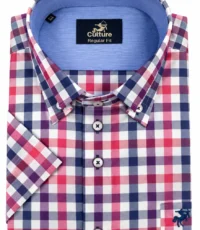 overhemd korte mouw color ruitje button down